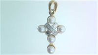 Anhänger Sommer Dame Sacro in Gold Perla CROCE PERLE DIA CT 0.05 G/VS - CROCE PERLE DIA CT 0.05 G/VS
